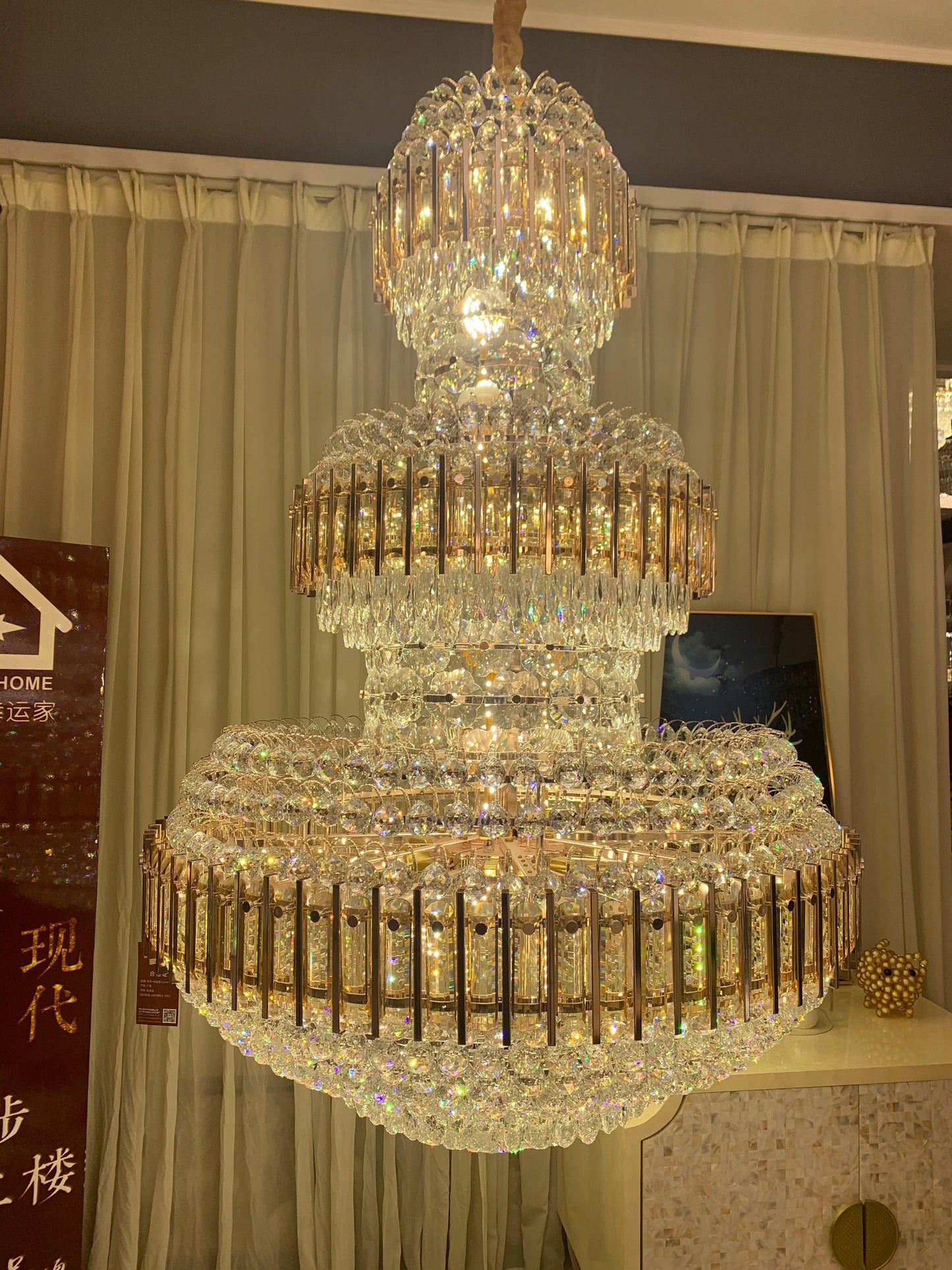 American Luxuary multi level crystal chandelier hotel lobby hall living room - Emopurevibe