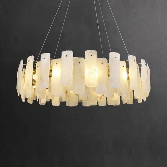 Alabaster Flake Round Chandelier 20" 23" 31" 39''D - Emopurevibe
