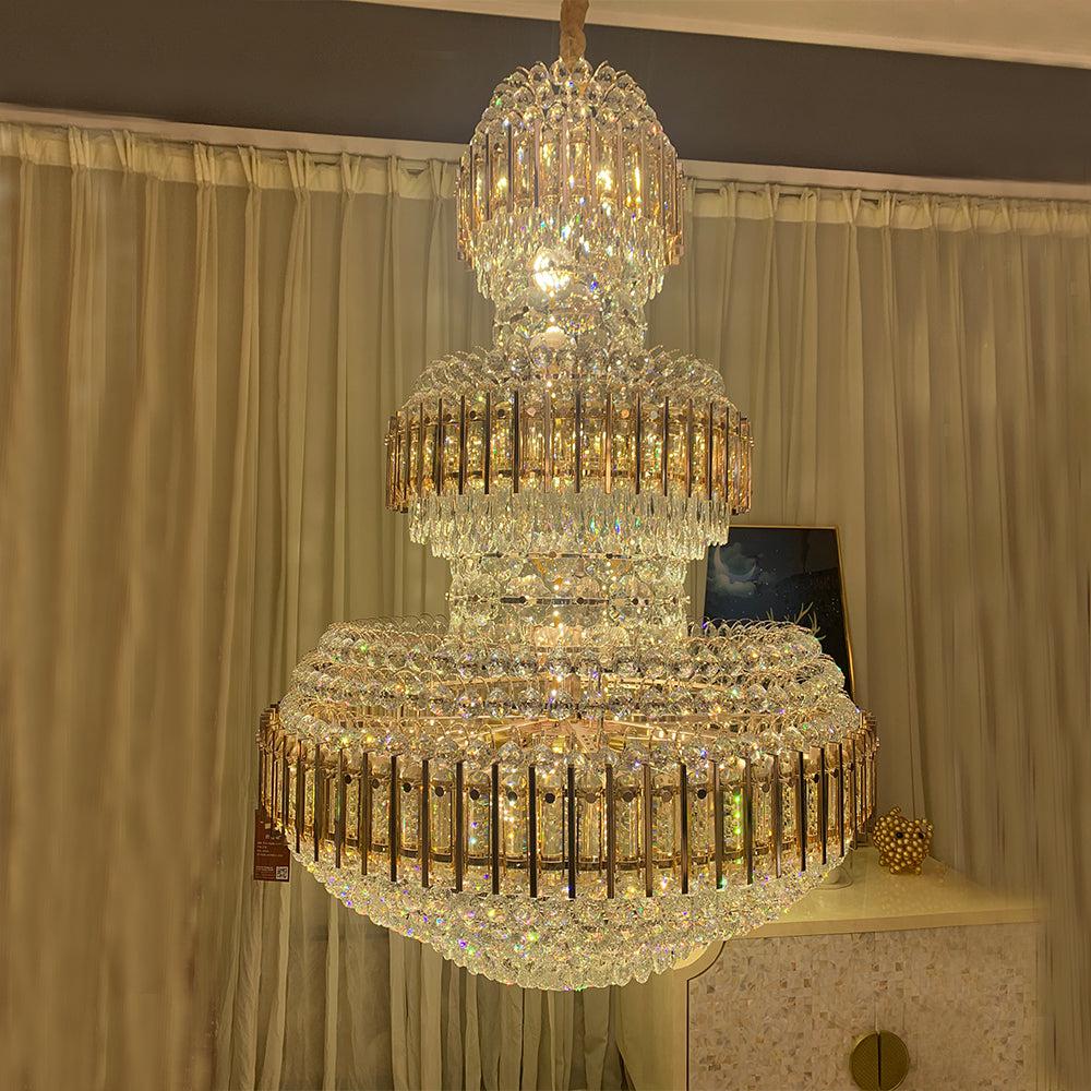 American Luxuary multi level crystal chandelier hotel lobby hall living room - Emopurevibe
