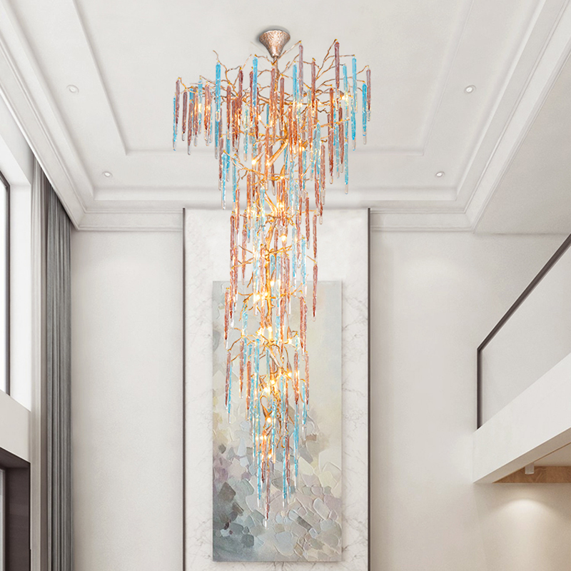 Dora Raindrop Colorful Crystal Staircase Chandelier - Emopurevibe