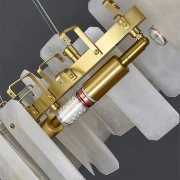 Alabaster Flake Round Chandelier 20" 23" 31" 39''D - Emopurevibe
