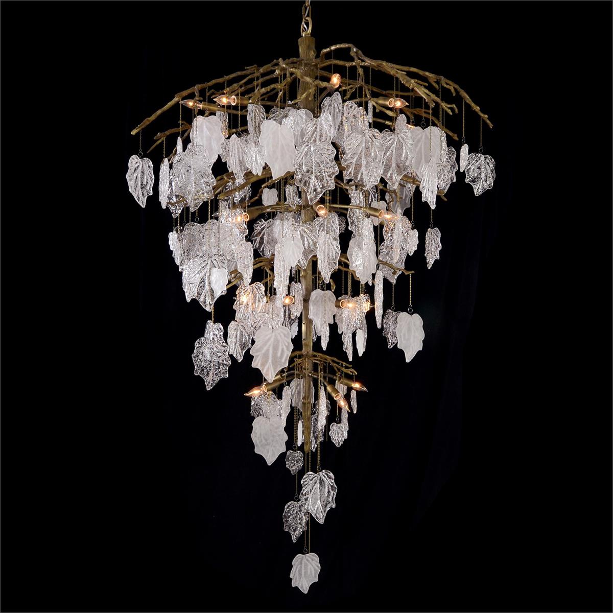 Glass Leaf Branch Chandelier 72"H - Emopurevibe