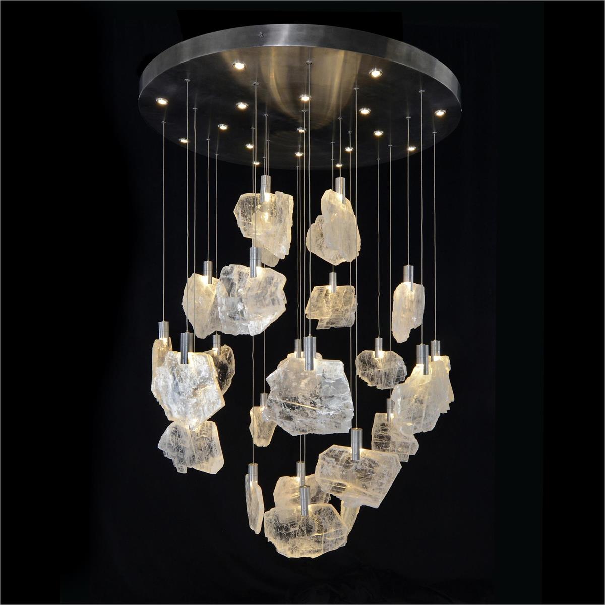 Selenite Pane Round Pendant Chandelier 38''D - Emopurevibe