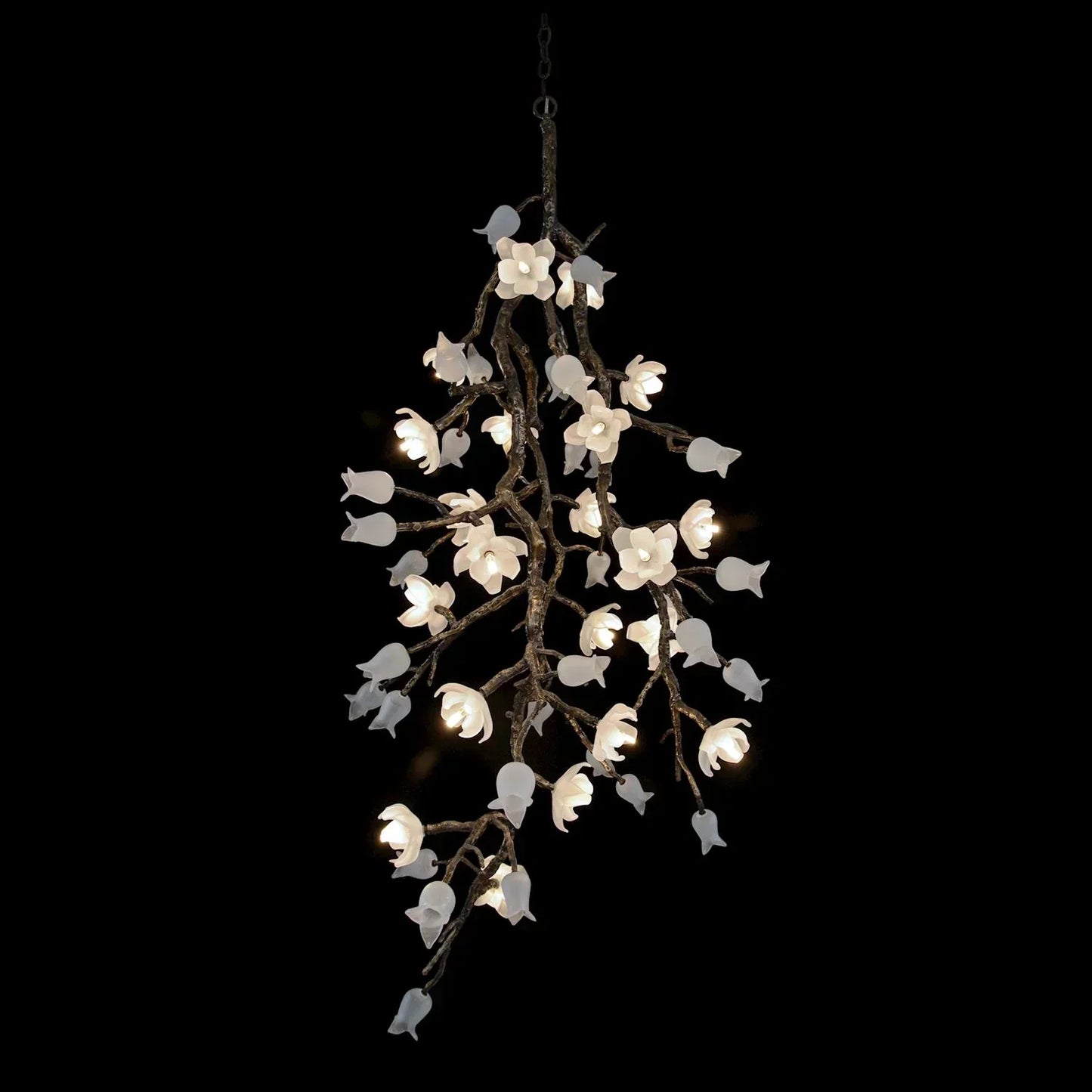 Churippu Magnolia & Tulip Glass Bronze Vertical Twenty-One Light Chandelier AJC-9326 - Emopurevibe