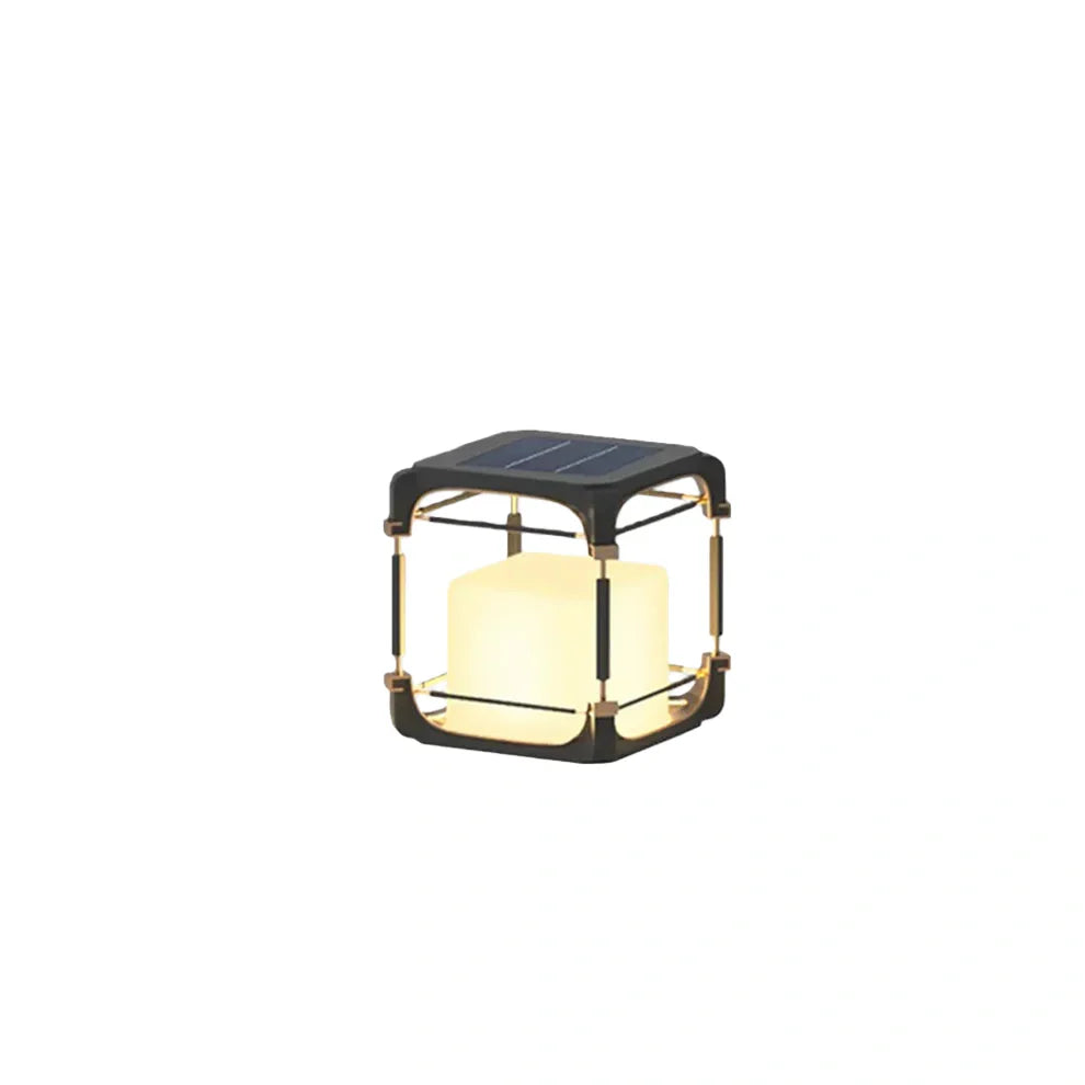 Modern Square Outdoor Floor Lamp — Black Metal