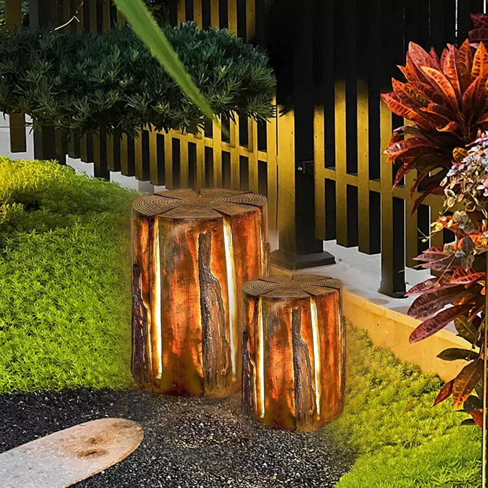 Art Deco Tree Stump Outdoor Lamp