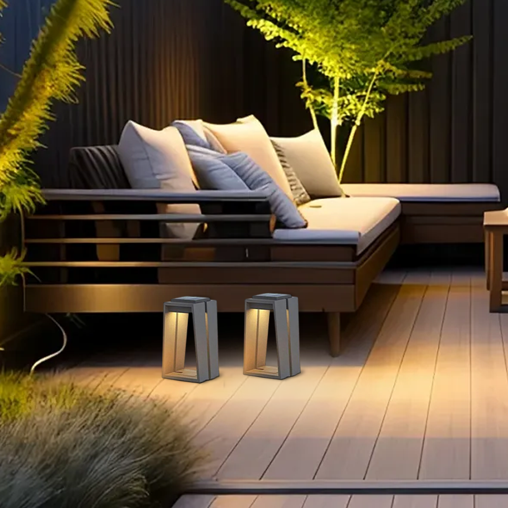 Industrial Metal & Glass Outdoor Floor Lamp