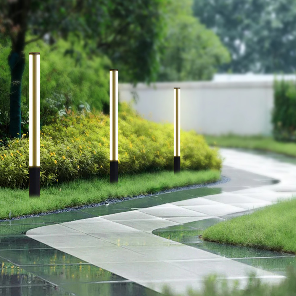 Industrial Outdoor Pathway Light - Black Metal Cylindrical Design for Courtyard