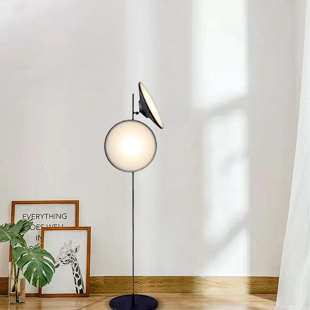 Modern Floor Lamp - Black Metal Trumpet