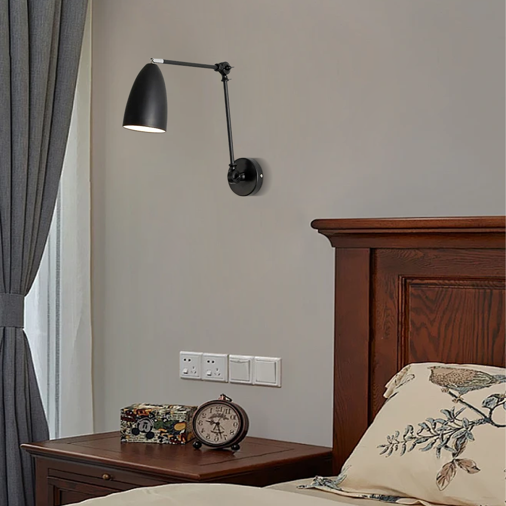 Adjustable Wall Lamp Metal Hooded Living Room