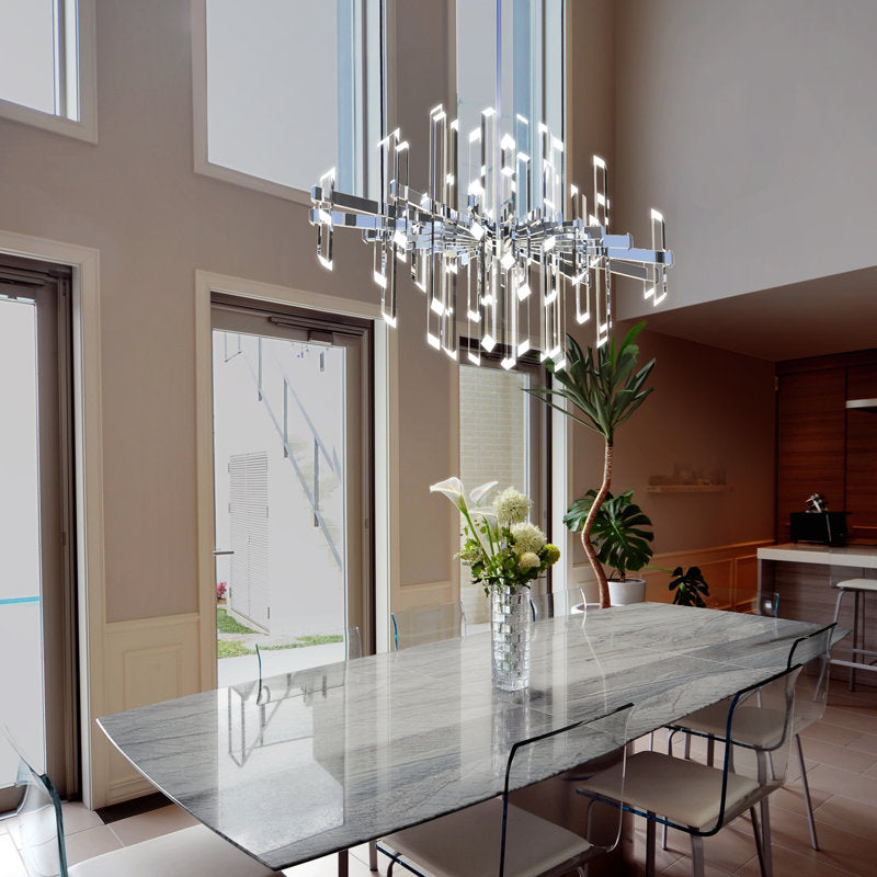 Facets 1-Light Kitchen Island LED Chandelier - Modern Geometric Statement Lighting