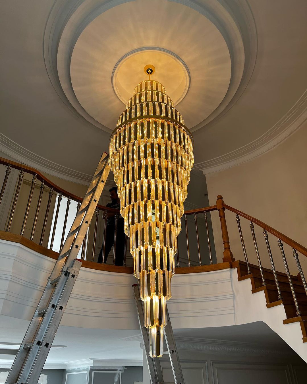 Extra Large Modern Pyramid-shape Crystal Chandelier for High-ceiling - Emopurevibe