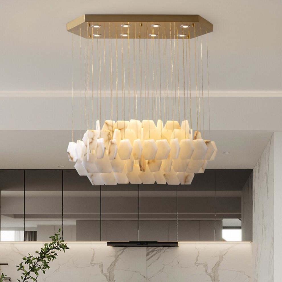 Natural Flake Alabaster Modern Chandelier - Emopurevibe