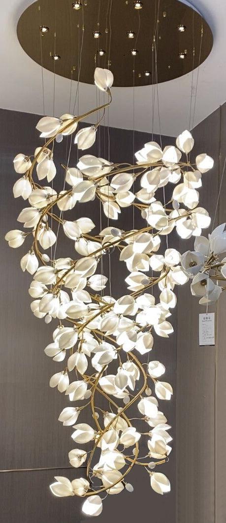 Ceramic Artistic Magnolia Spiral Pendant Ceiling Light Chandelier - Emopurevibe