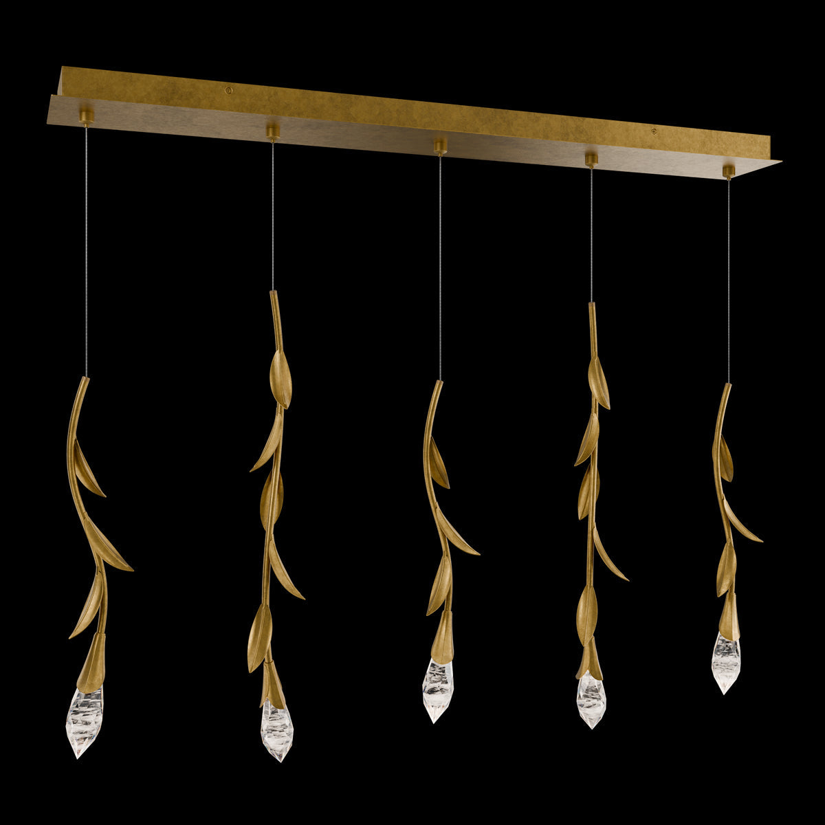 Modern Luxury Floating Branches Floral Crystal Chandelier with Rectangular Canopy for High-ceiling - Emopurevibe