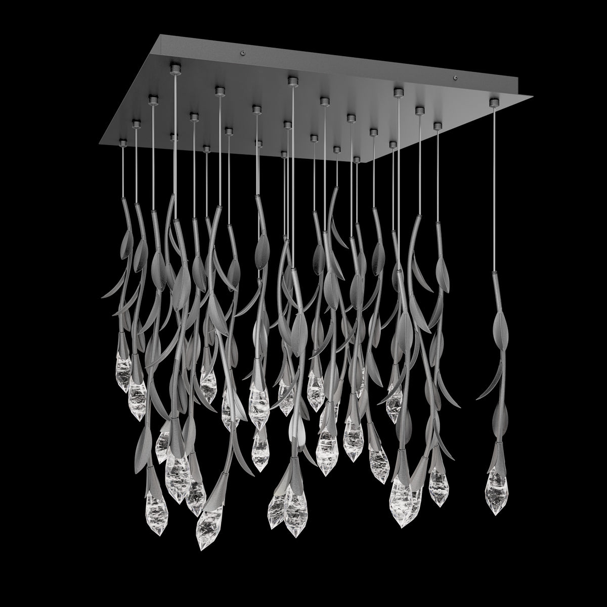 Modern Luxury Floating Branches Floral Crystal Chandelier with Square Canopy for High-ceiling - Emopurevibe