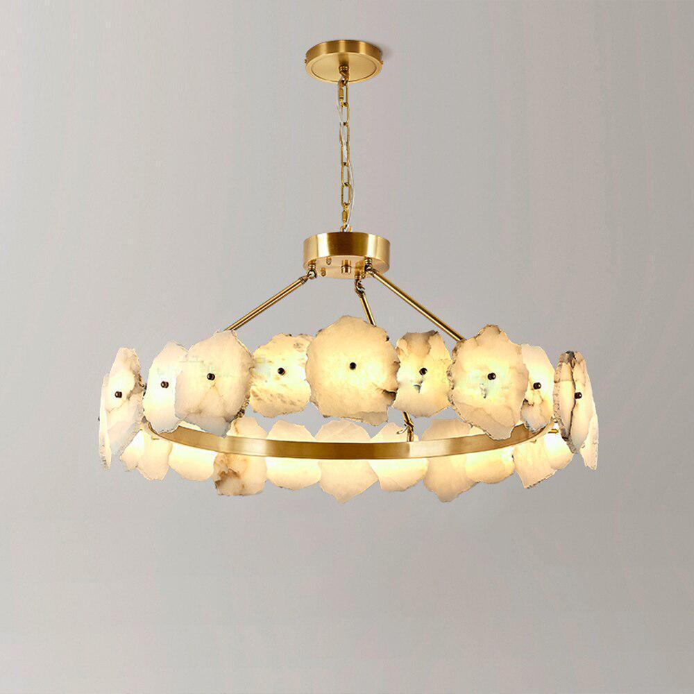 Natural Flake Alabaster Modern Round Chandelier - Emopurevibe