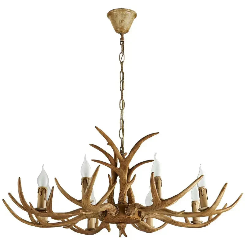 Affordable Vintage Rustic Resin Antler Candelabra Chandelier for Living Room / Restaurant / Cafe / Bar-Emopurevibe-1Layer: 6 Lights D25.6
