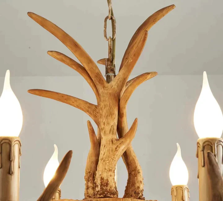 Affordable Vintage Rustic Resin Antler Candelabra Chandelier for Living Room / Restaurant / Cafe / Bar-Emopurevibe-1Layer: 6 Lights D25.6