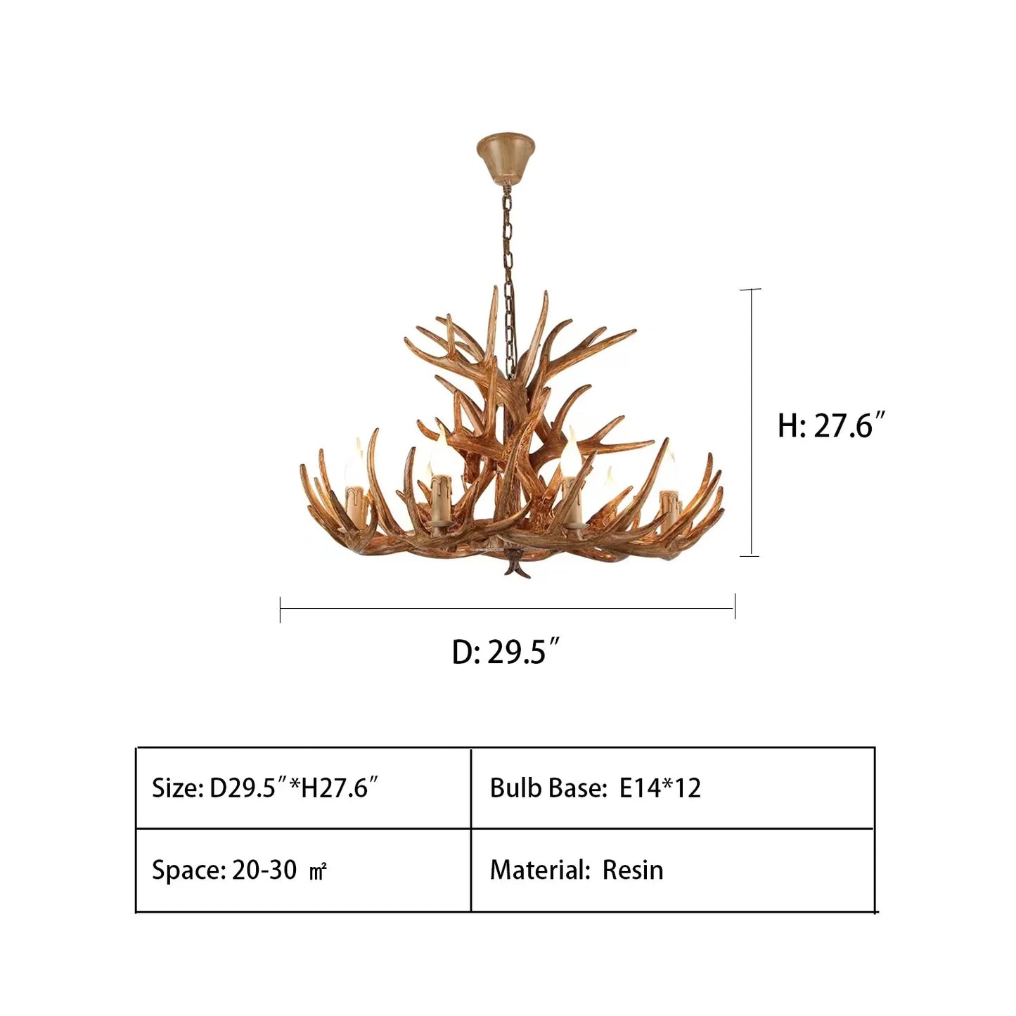 Affordable Vintage Rustic Resin Antler Candelabra Chandelier for Living Room / Restaurant / Cafe / Bar-Emopurevibe-1Layer: 6 Lights D25.6