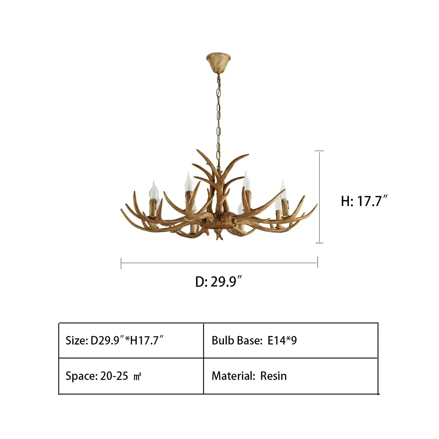 Affordable Vintage Rustic Resin Antler Candelabra Chandelier for Living Room / Restaurant / Cafe / Bar-Emopurevibe-1Layer: 6 Lights D25.6