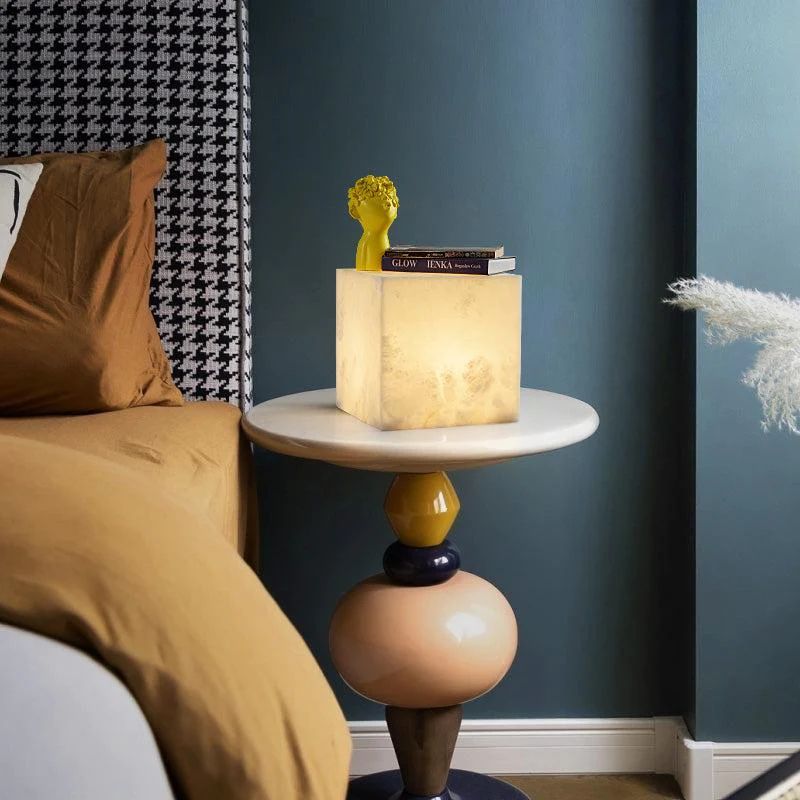 Alabaster Cubic Table Lamp rbrights 11.8" W