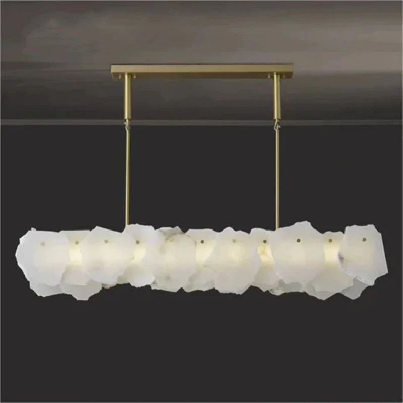 Alabaster Oval Chandelier with Rod, Dining Room Chandelier-Chandelier-Emopurevibe-Emopurevibe