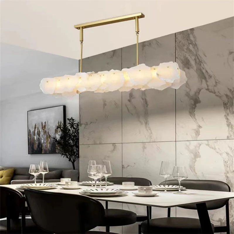 Alabaster Oval Chandelier with Rod, Dining Room Chandelier-Chandelier-Emopurevibe-Emopurevibe