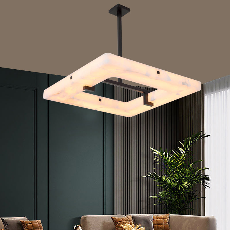 Amelia Square Alabaster Living Room Chandelier-Chandelier-Emopurevibe-Emopurevibe