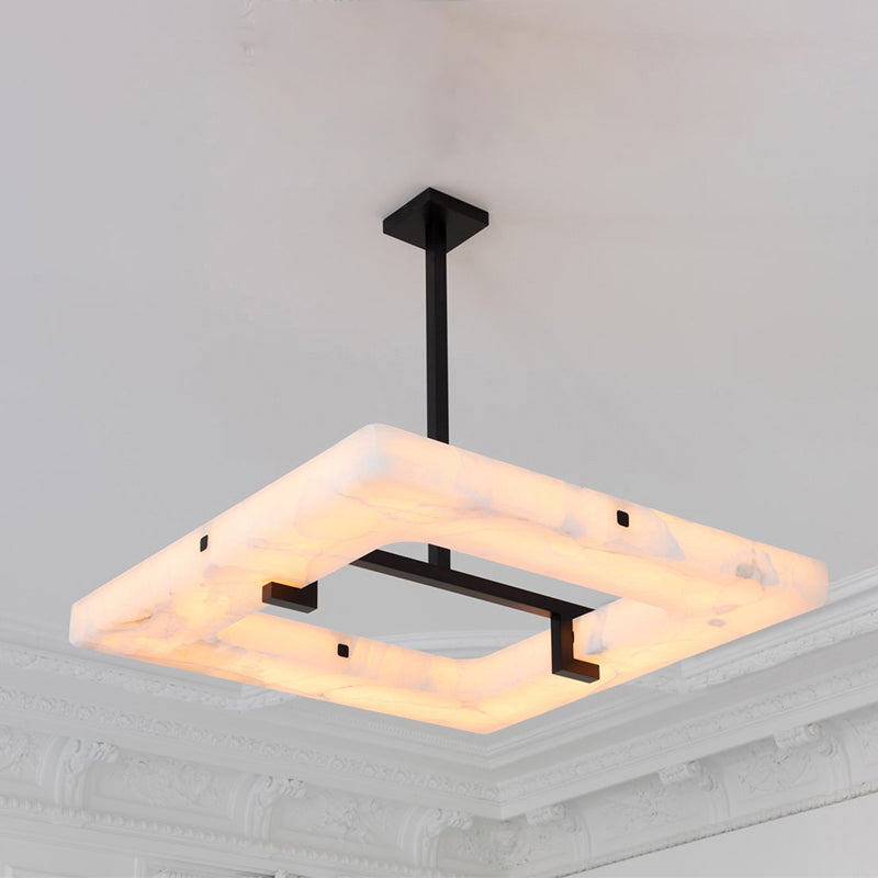 Amelia Square Alabaster Living Room Chandelier-Chandelier-Emopurevibe-Emopurevibe