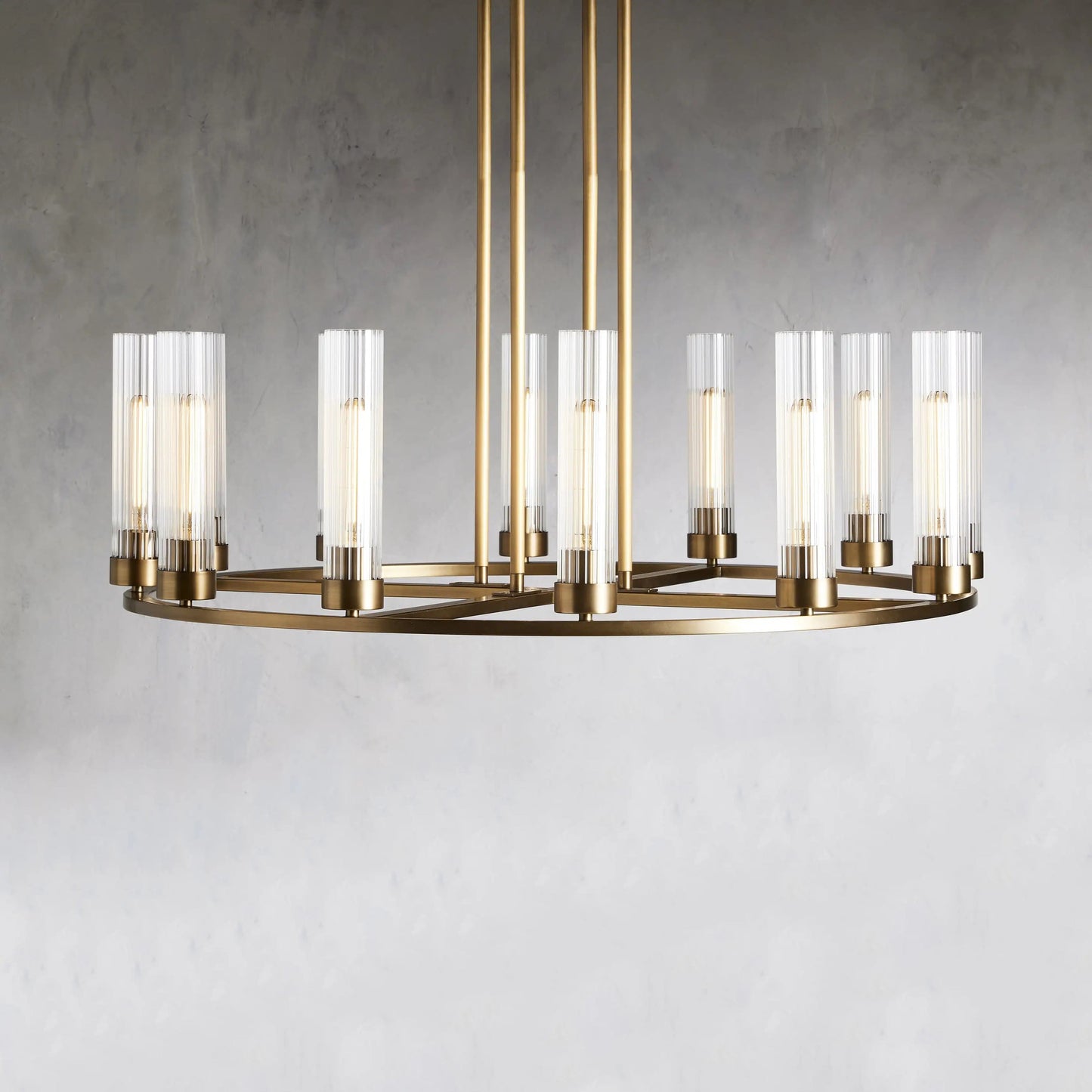 Andreas Round Glass Chandelier 30"W 40"W-Chandelier-Emopurevibe-Brass-10 Light-Emopurevibe