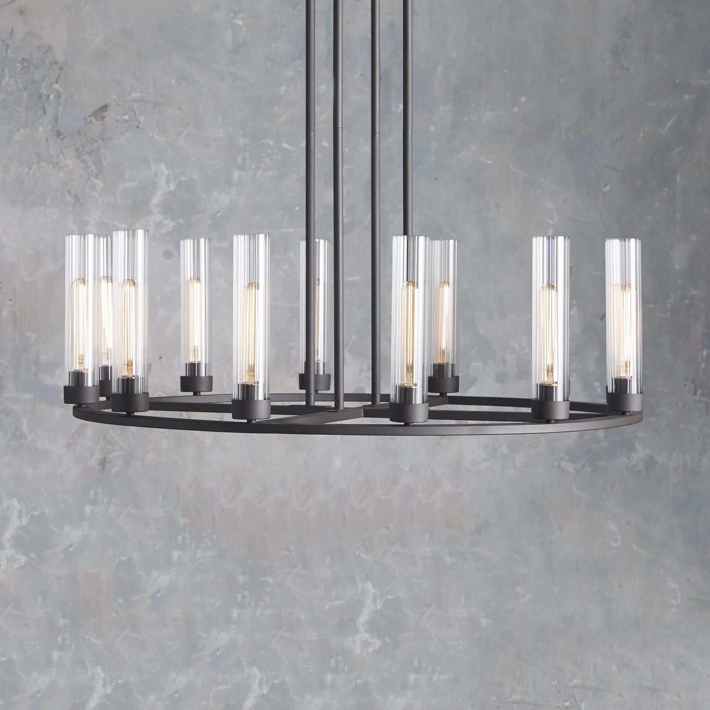 Andreas Round Glass Chandelier 30"W 40"W-Chandelier-Emopurevibe-Black-10 Light-Emopurevibe