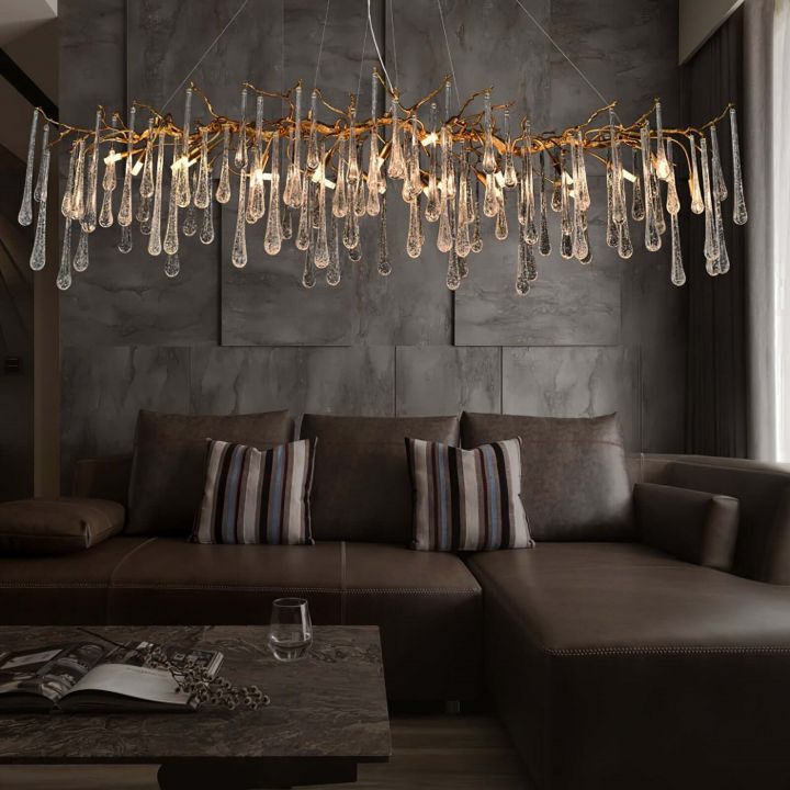 Aqua Makrama Branch Chandeliers-chandeliers for dining room,chandeliers for stairways,chandeliers for foyer,chandeliers for bedrooms,chandeliers for kitchen,chandeliers for living room-Emopurevibe-L 33.5"(85cm) x W 15.7"(40cm) x H 19.7"(50cm)-Emopurevibe