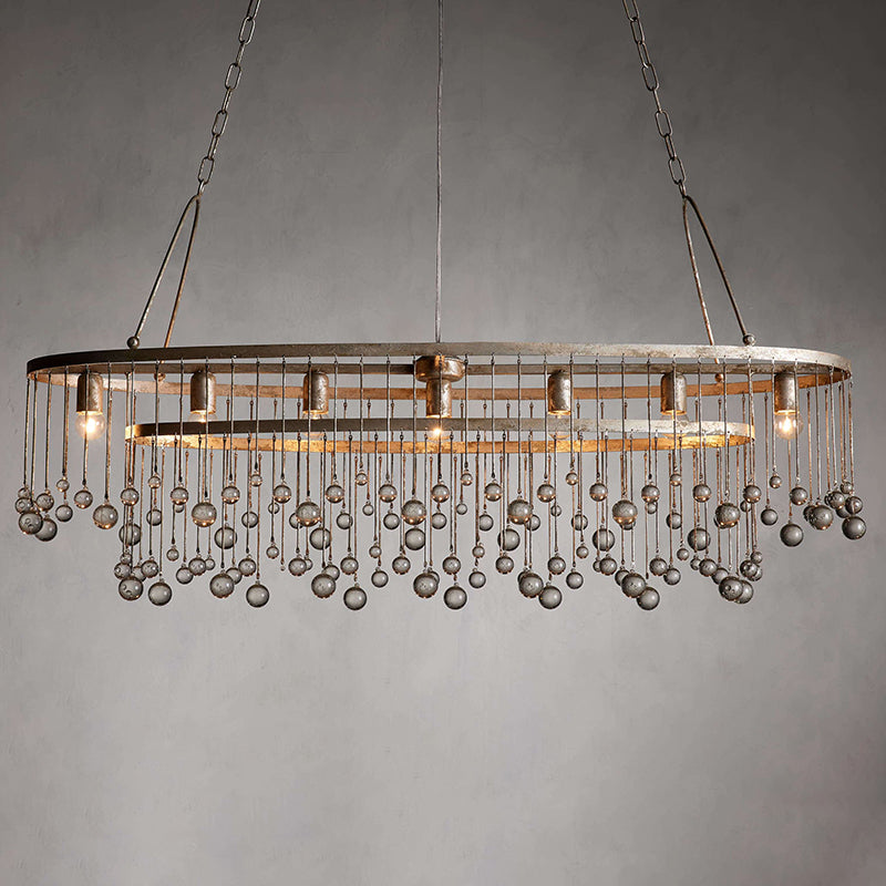 Aubrey Oval Crystal Ball 7 Light Chandelier-Chandelier-Emopurevibe-Bronze-Emopurevibe