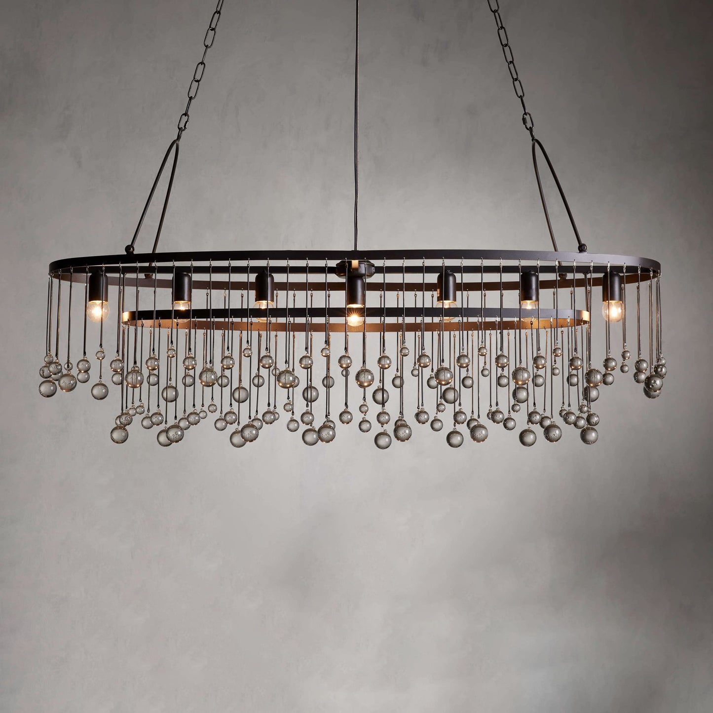 Aubrey Oval Crystal Ball 7 Light Chandelier-Chandelier-Emopurevibe-Bronze-Emopurevibe