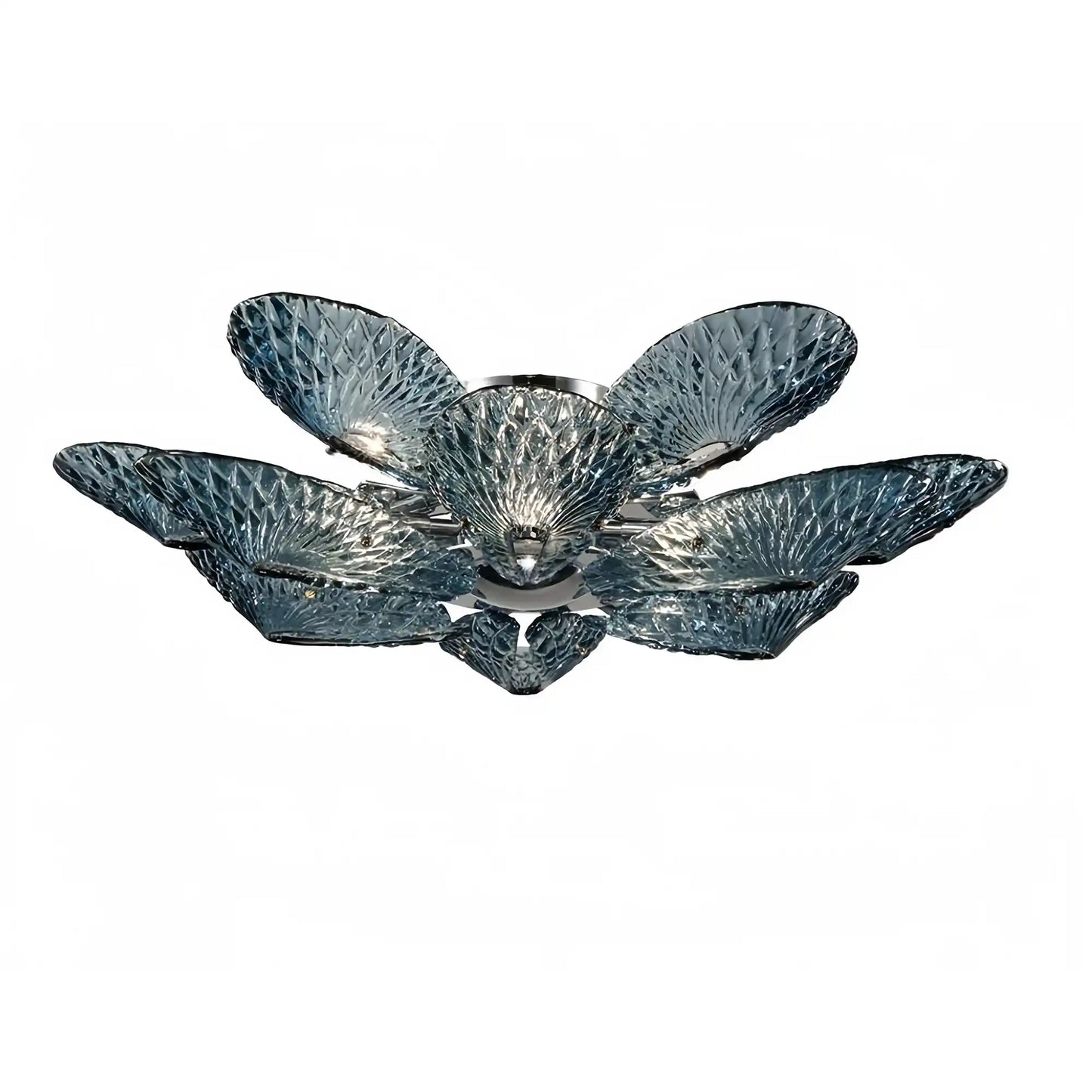 Bella Murano Glass Flower Flushmount-Flushmounts for dining room,Flushmounts for stairways,Flushmounts for foyer,Flushmounts for bedrooms,Flushmounts for kitchen,Flushmounts for living room-Emopurevibe-24" Diameter-Armani Blue-Emopurevibe