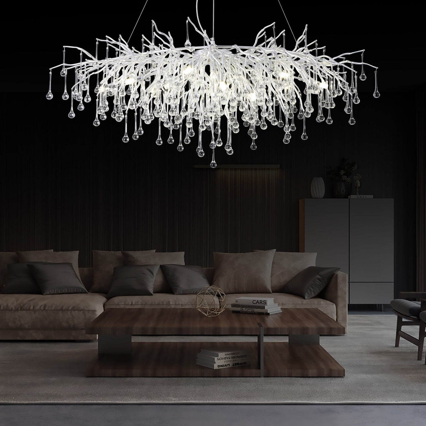 Doris Rectangle Branch Chandelier 45"L Silver-Chandelier-Emopurevibe-Emopurevibe