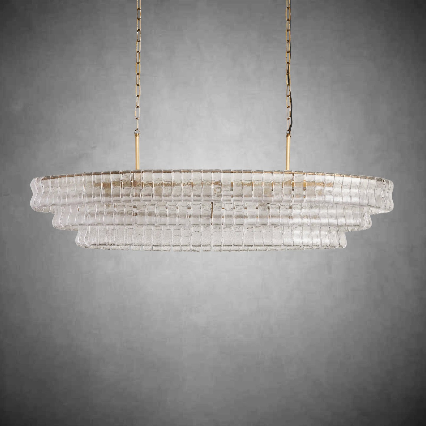 Ghiaccio Glass Oval Chandelier 54''65''-Chandelier-Emopurevibe-54″ W-Clear-Brass-Emopurevibe