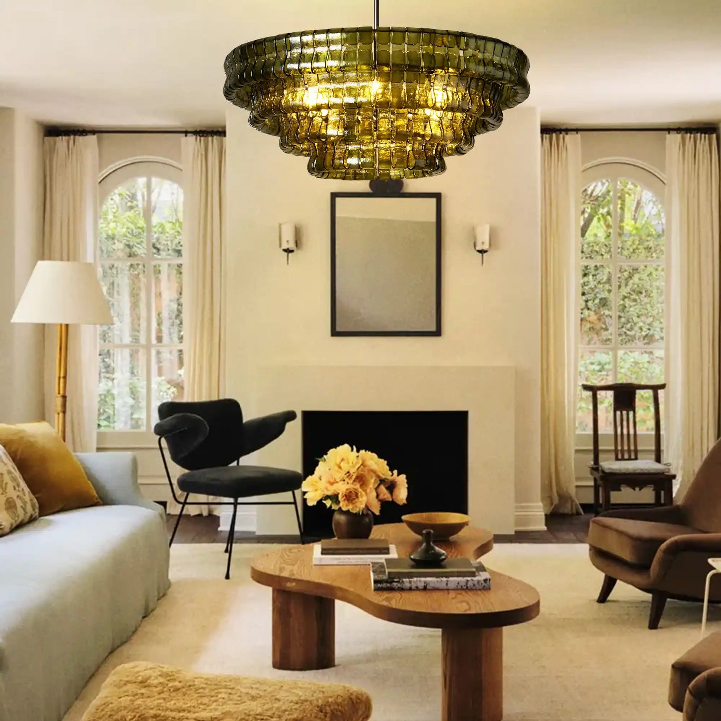 Ghiaccio Round Glass Chandelier-Chandelier-Emopurevibe-Antique Brass-Clear-24"-Emopurevibe
