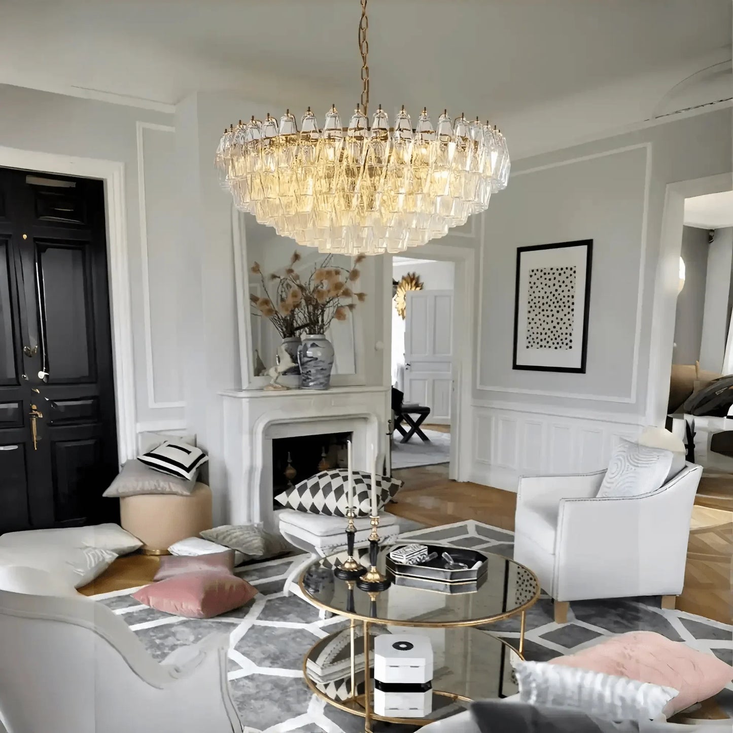Hand Blown Tier Glass Large Murano Chandelier 24"31"40" - D60*H30CM/D23.62"*H11.81"Warm Light (3000K)ClearEmopurevibe