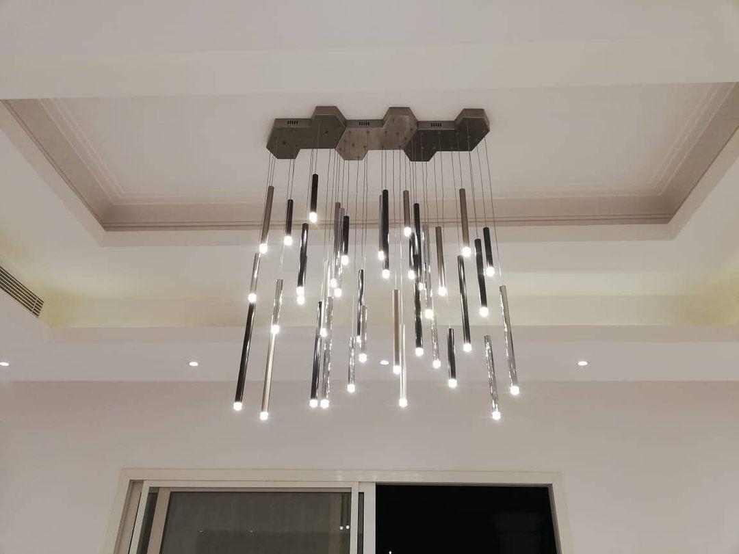 Bellini Rectangular Tri-Tone Tubular Pendant Light Chandelier - Emopurevibe