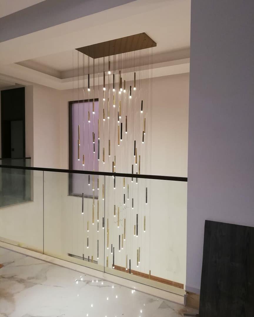 Bellini Rectangular Tri-Tone Tubular Pendant Light Chandelier - Emopurevibe