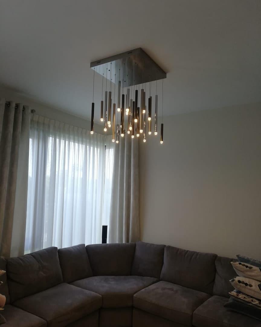 Bellini Rectangular Tri-Tone Tubular Pendant Light Chandelier - Emopurevibe