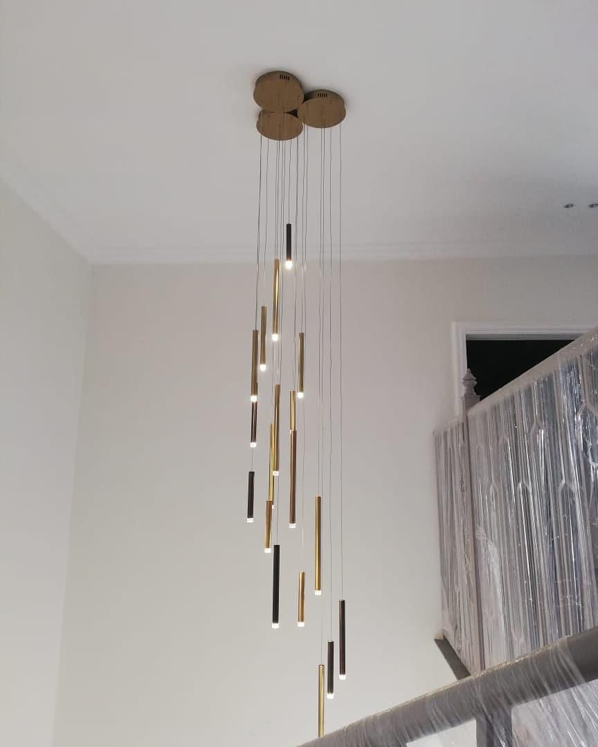 Bellini Rectangular Tri-Tone Tubular Pendant Light Chandelier - Emopurevibe