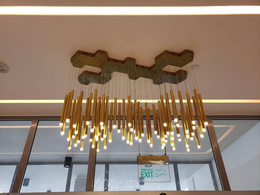 Bellini Rectangular Tri-Tone Tubular Pendant Light Chandelier - Emopurevibe