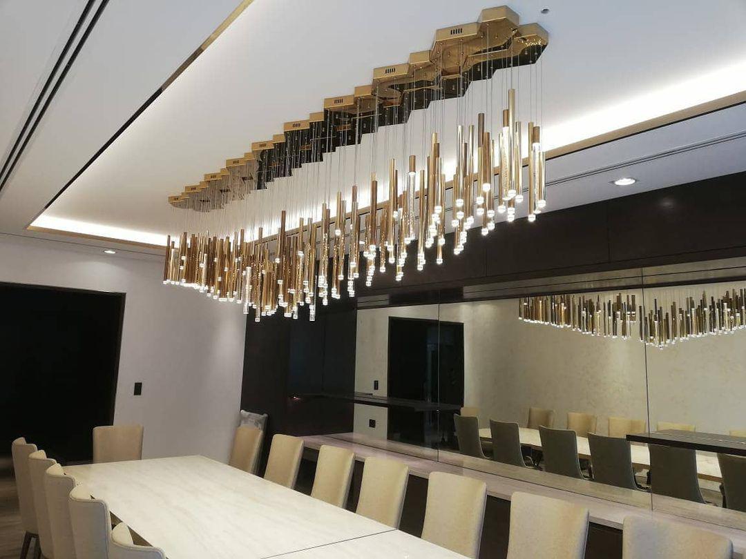 Bellini Rectangular Tri-Tone Tubular Pendant Light Chandelier - Emopurevibe