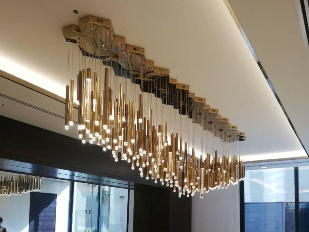 Bellini Rectangular Tri-Tone Tubular Pendant Light Chandelier - Emopurevibe