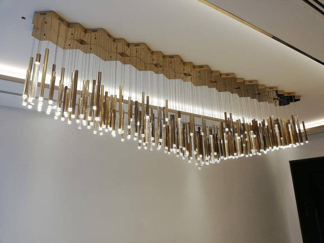 Bellini Rectangular Tri-Tone Tubular Pendant Light Chandelier - Emopurevibe