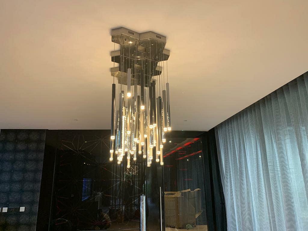 Bellini Rectangular Tri-Tone Tubular Pendant Light Chandelier - Emopurevibe