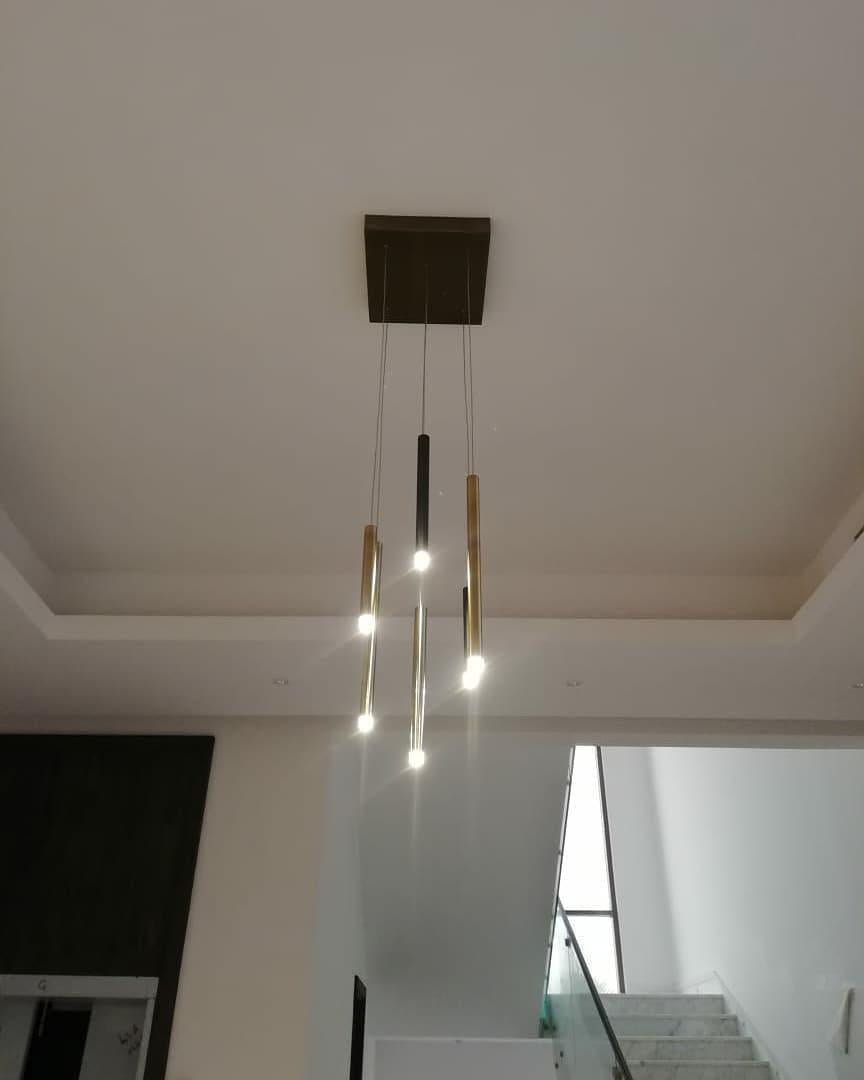 Bellini Rectangular Tri-Tone Tubular Pendant Light Chandelier - Emopurevibe